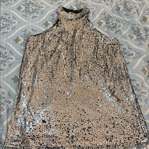 Nasty Gal Shimmering Silver Sequin halter neck dress